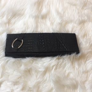 A.B.S Black Faux Alligator Print Clutch